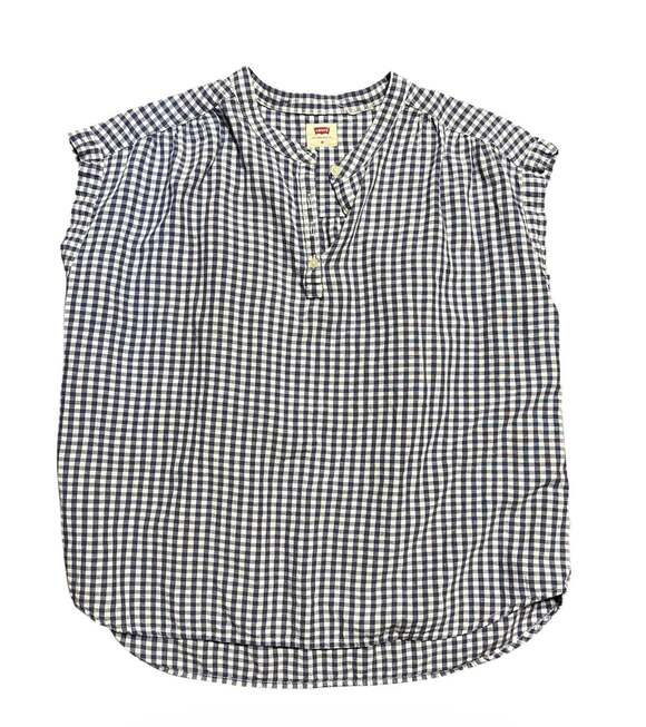 Levi's Tops - Levi's Women's Blue and White Gingham Sleeveless Blouse Size M